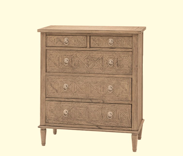 Levine Mindy Ash Natural Wooden 5 Drawer Chest