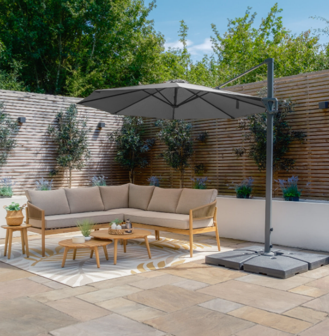 Halo 3m Round Rotating Cantilever Parasol in Green