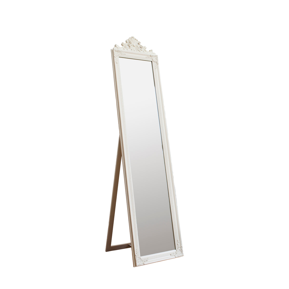 Lambeth Standing Full Length Cheval Mirror Wooden White