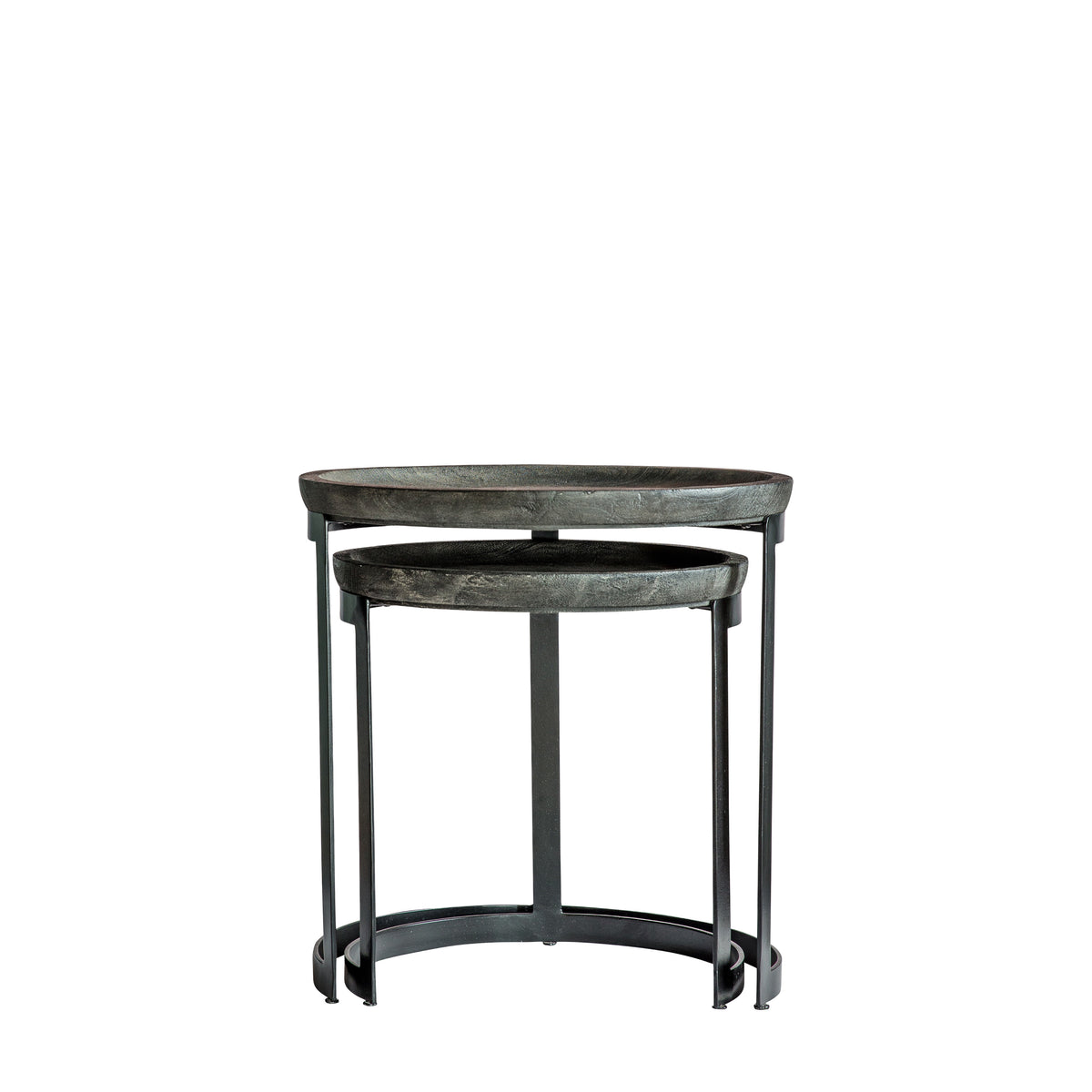 Tolouse Mango Wood Nesting Tables – Black & Grey, 2-Piece