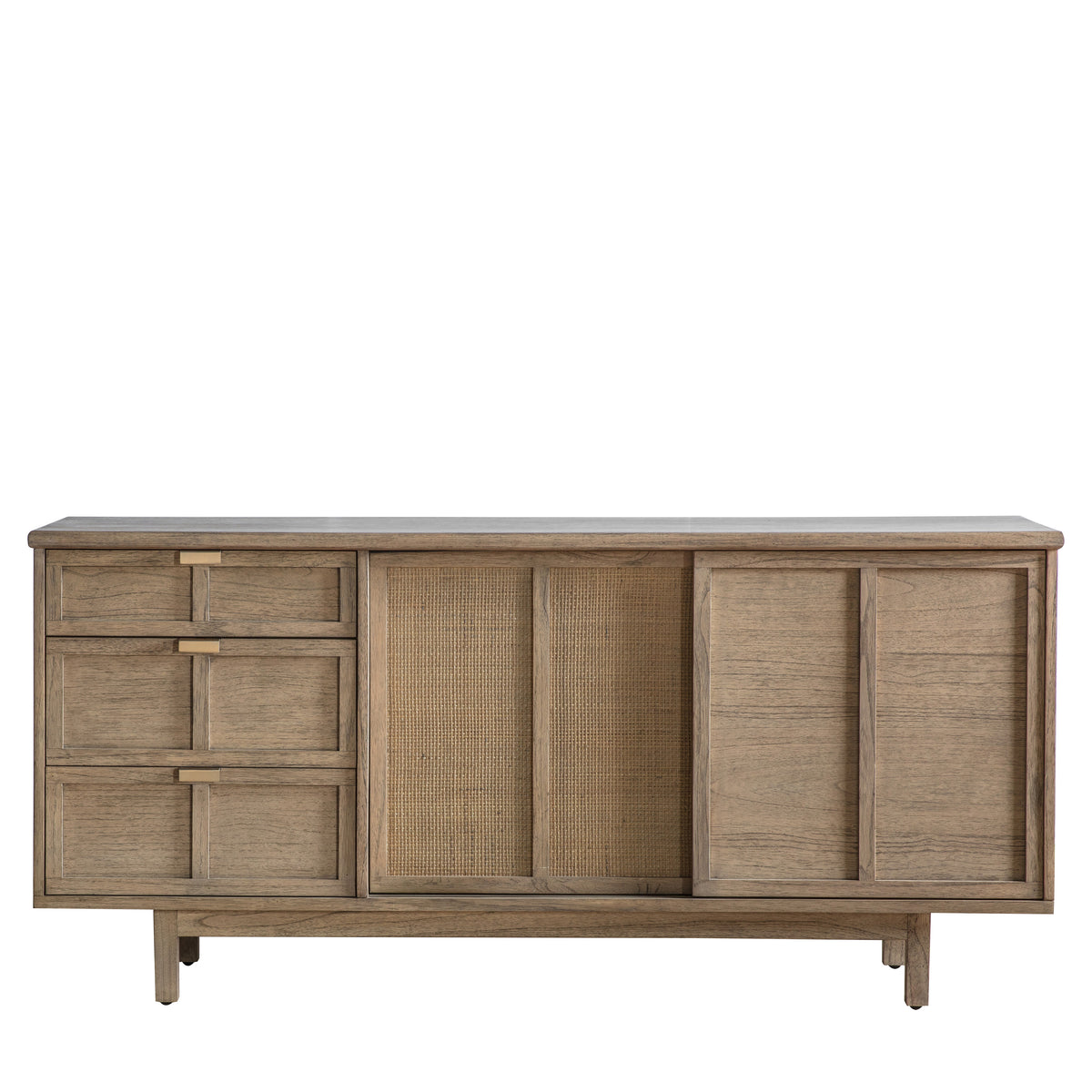 Kyrono Rattan & Wood 3 Drawer 2 Door Sideboard Cabinet