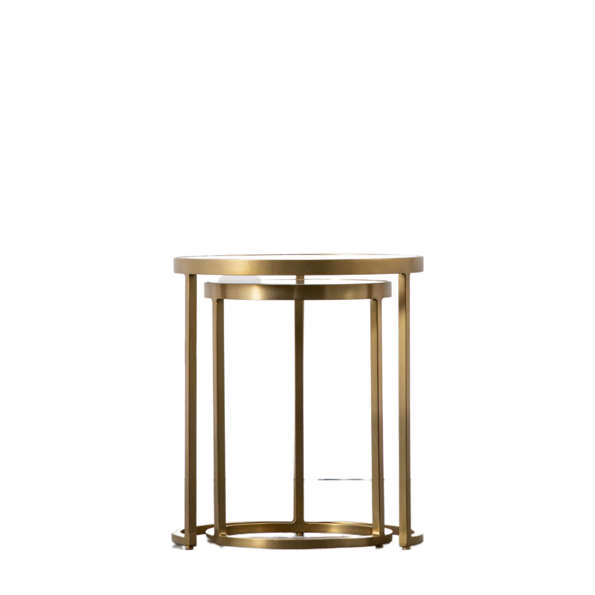 Moet Gold Nest of Two Tables with Glass Top & Iron Legs