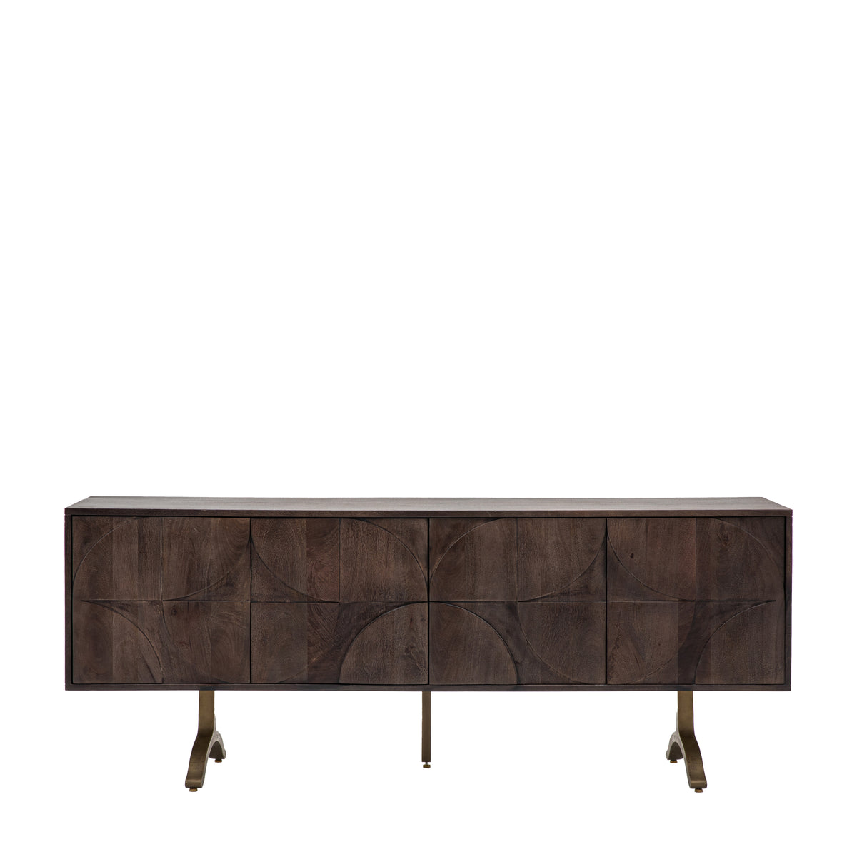 Shaw Mango Wood 4 Door Sideboard / Media Unit with Iron Legs