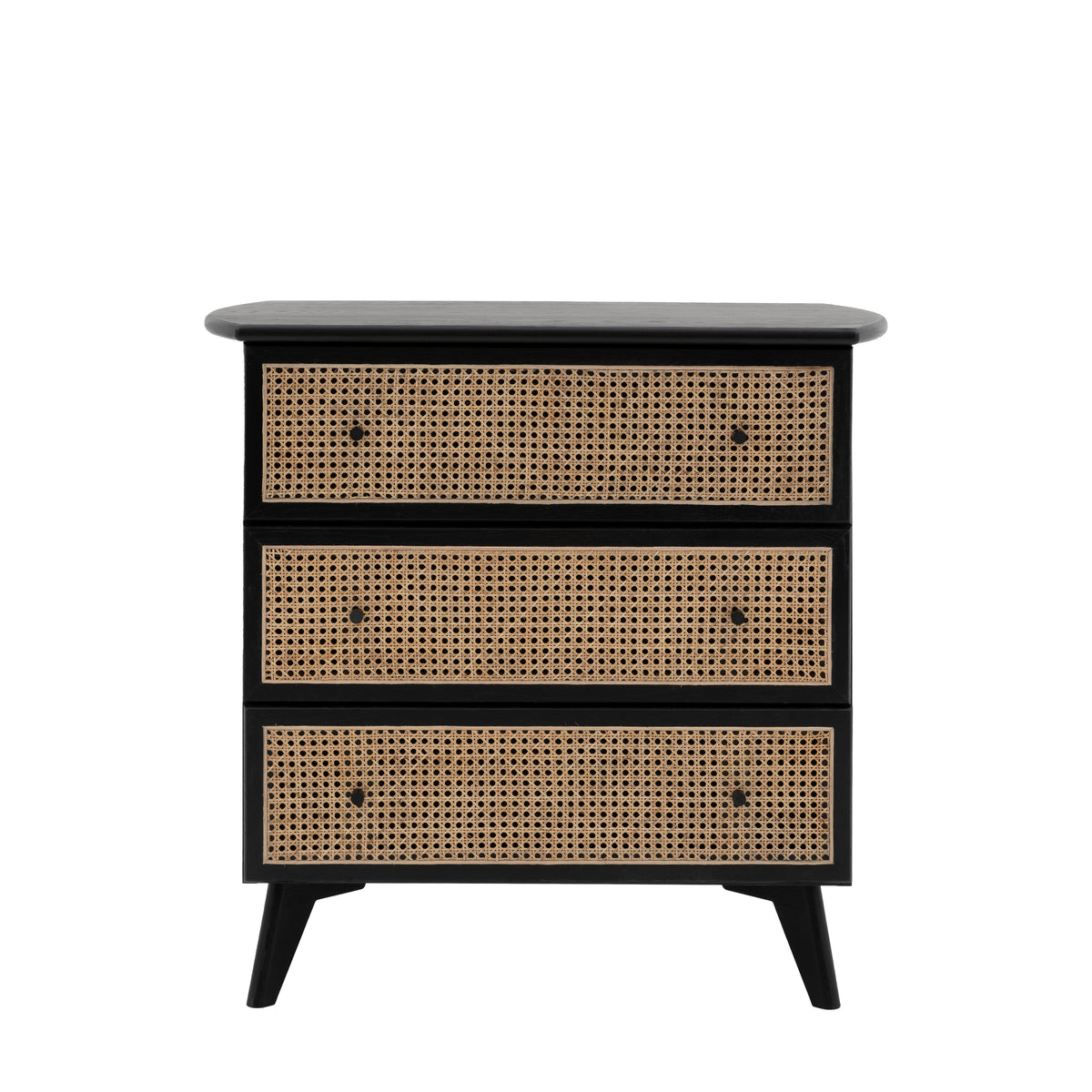 Semp Rattan Black 3 Drawer Chest with Oak Frame