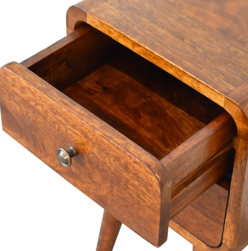 Mini Chestnut Mango Wood Curved Table