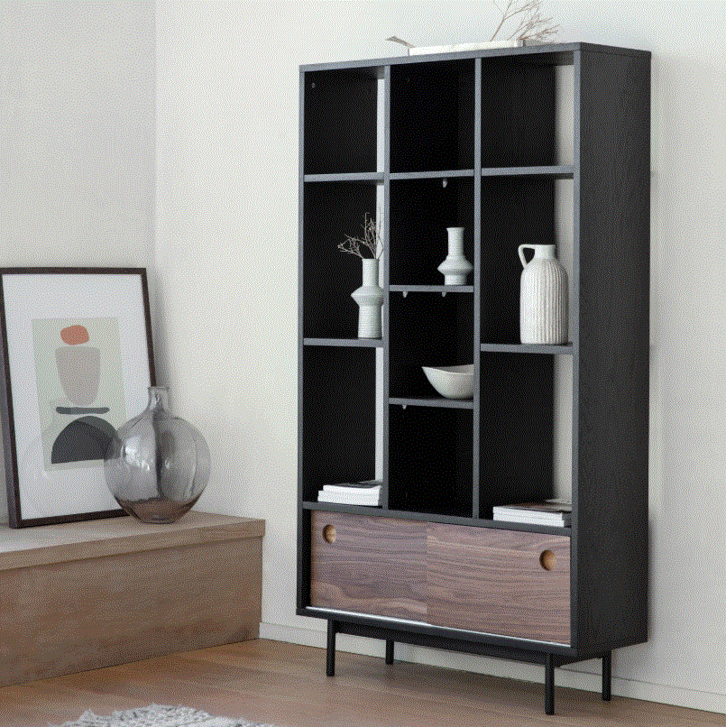 Bartivio Black & Brown Wooden Display Unit
