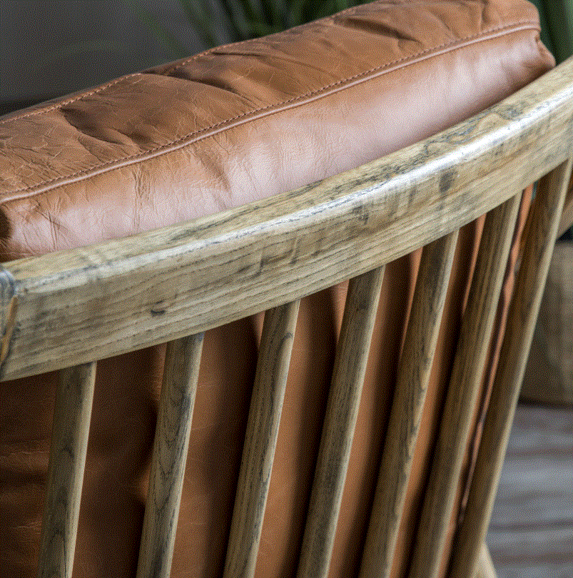 Relina Oak Armchair in Brown Leather