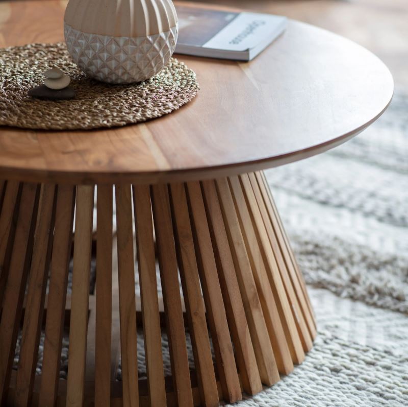 Brighton RoundWooden Slatted Coffee Table