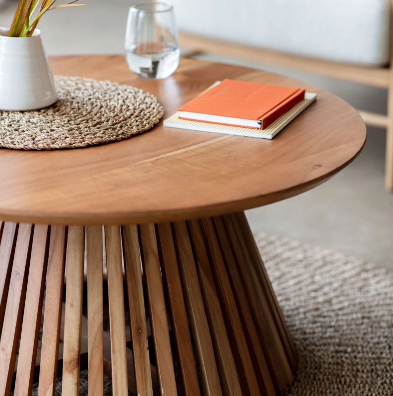 Brighton RoundWooden Slatted Coffee Table