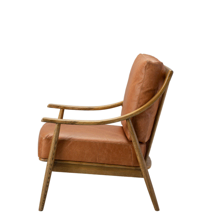 Relina Oak Armchair in Brown Leather