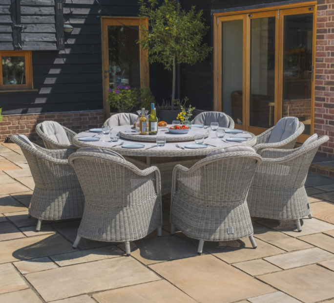 Grasmere 8 Seat Round Dining Set with Lazy Susan