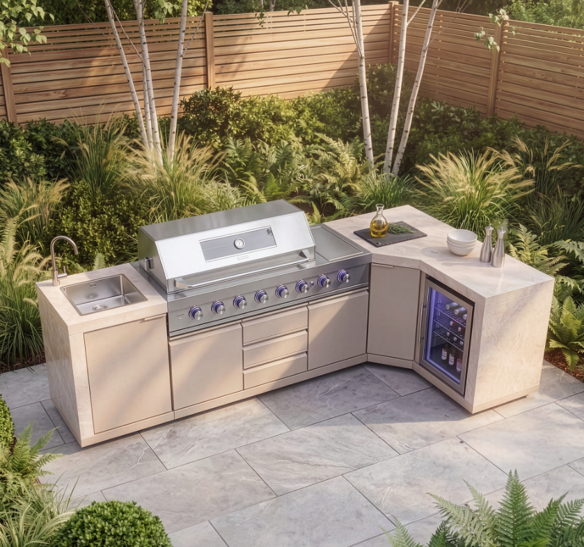 Desser Forge Modular Gas BBQ Outdoor Kitchen With Sink and Fridge