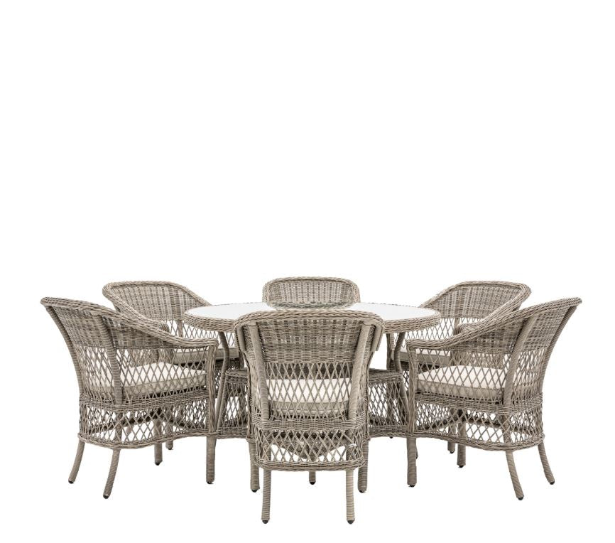 Mintow 6 Seater Round Rattan Dining Set