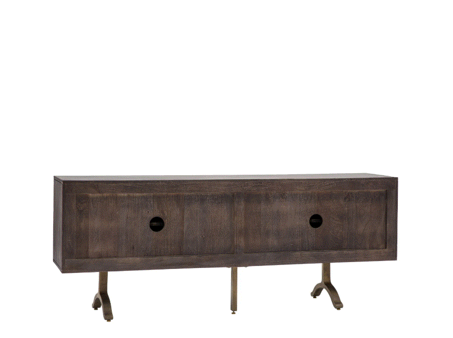 Shaw Mango Wood 4 Door Sideboard / Media Unit with Iron Legs