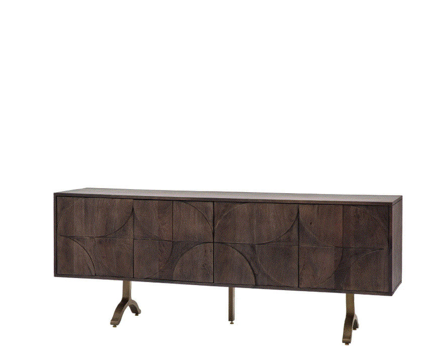 Shaw Mango Wood 4 Door Sideboard / Media Unit with Iron Legs