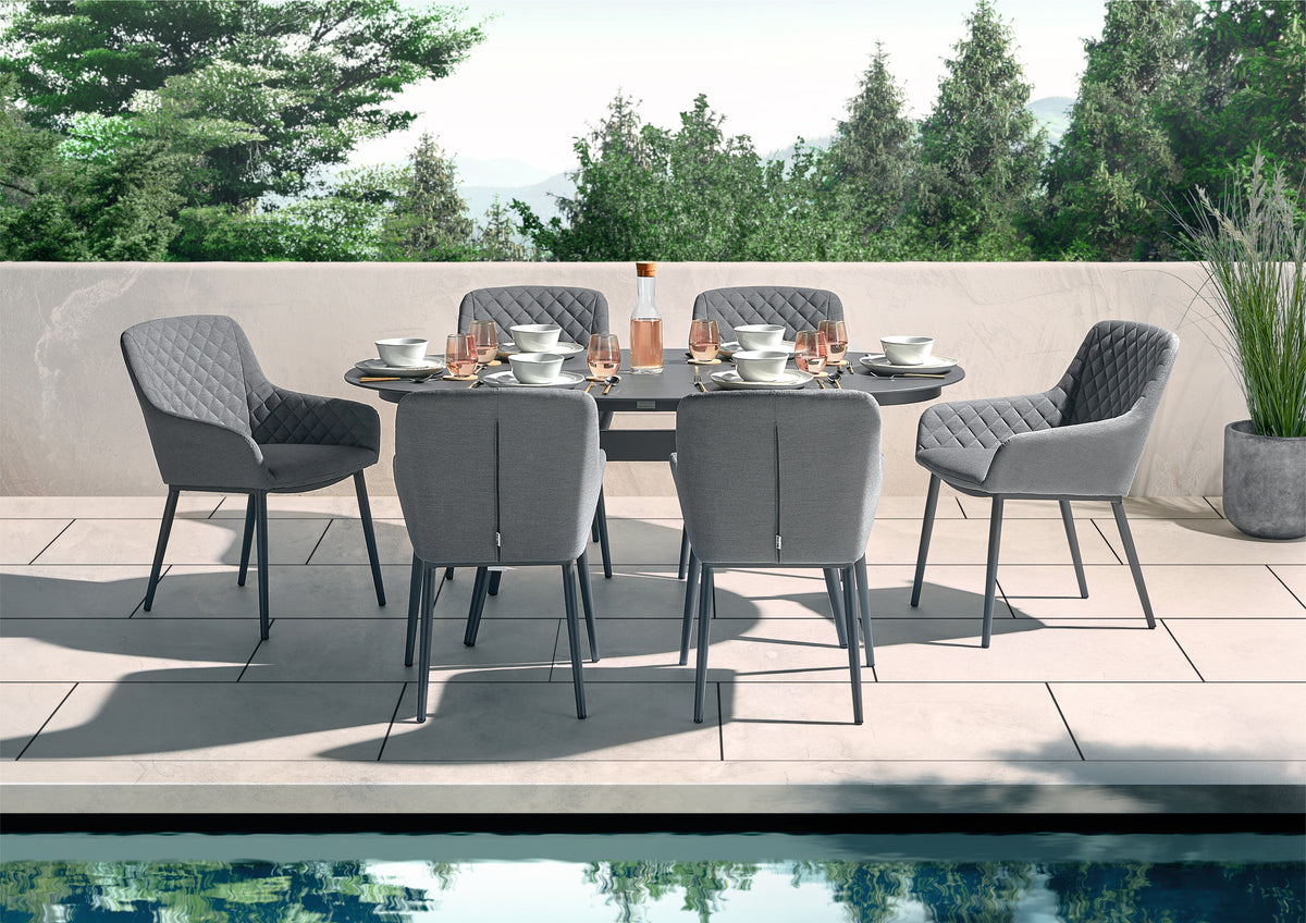 Aruba Outdoor Fabric 6 Seat Dining Set with Oval Table - All Weather Fabric