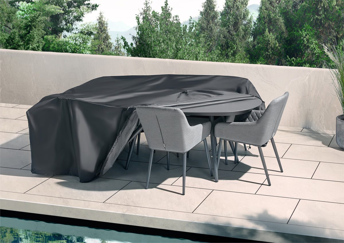 Aruba Outdoor Fabric 6 Seat Dining Set with Oval Table - All Weather Fabric