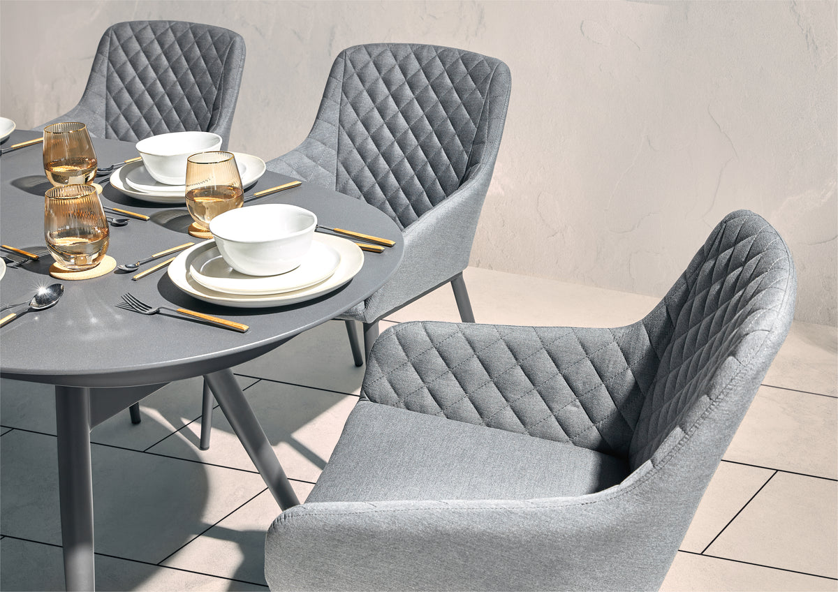 Aruba Outdoor Fabric 6 Seat Dining Set with Oval Table - All Weather Fabric