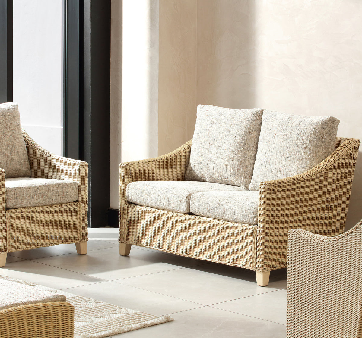 Dijon Natural Wash Cane 2 Seater Sofa