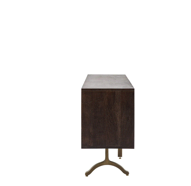 Shaw Mango Wood 4 Door Sideboard / Media Unit with Iron Legs