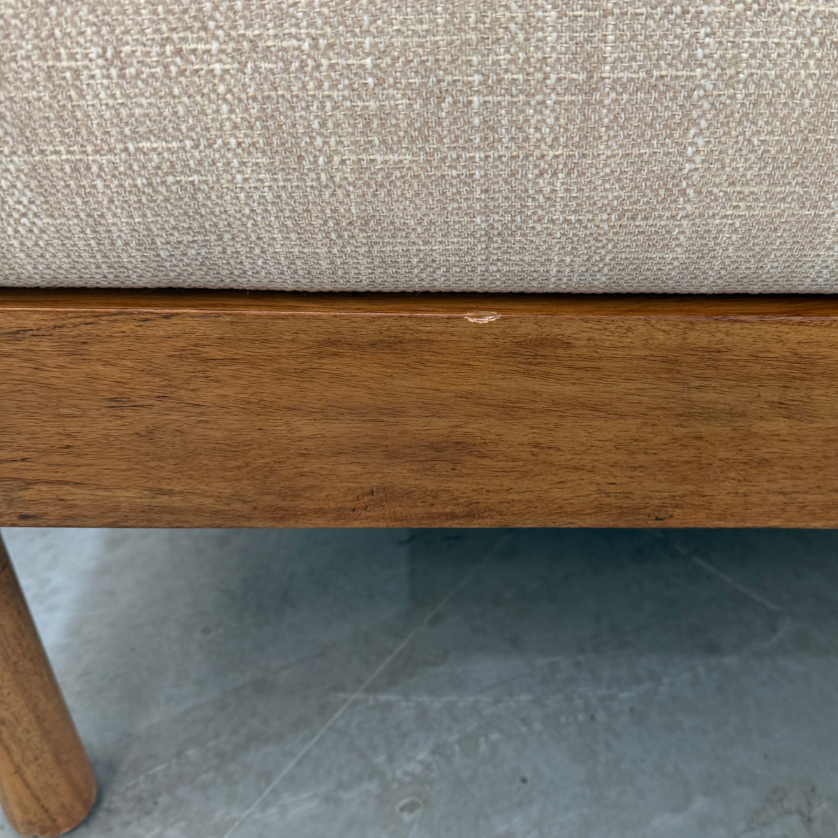 Mindi Light Oak Cane Armchair in Biscuit - Factory Fault