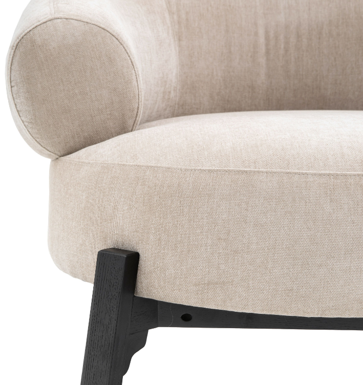 Avalon Upholstered Rounded Lounge Chair in Cream