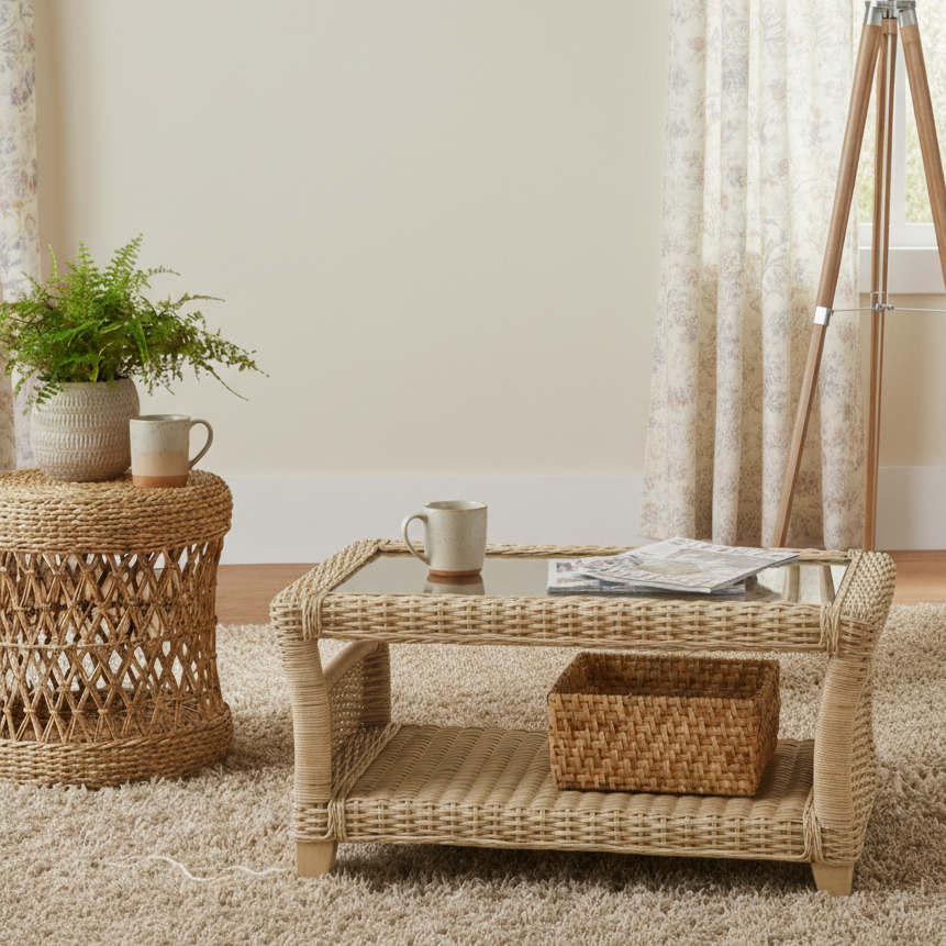 Arlington Wicker & Glass Coffee Table
