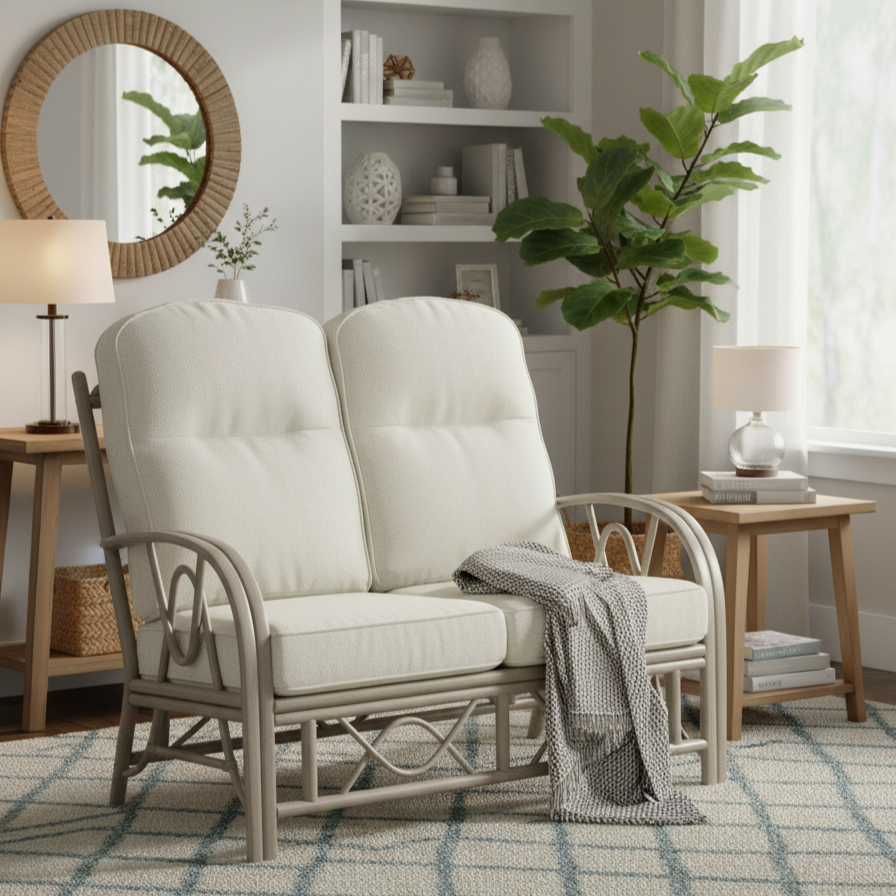 Bali Grey Cane 2 Seater Sofa