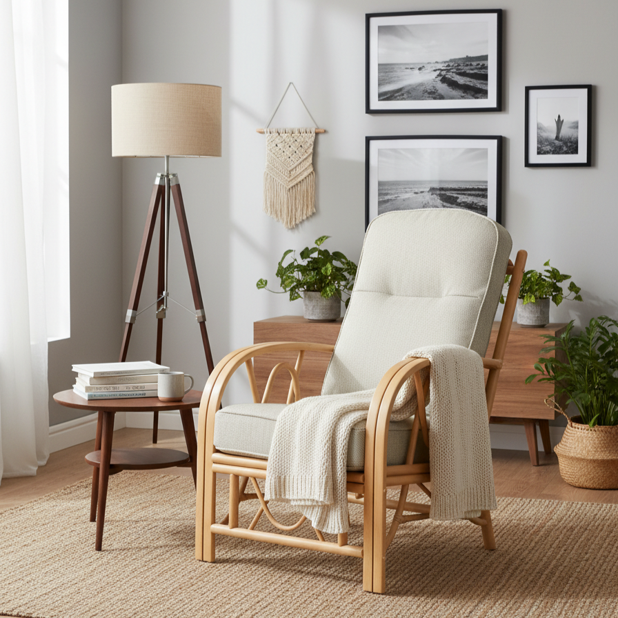 Bali Light Oak Cane Armchair