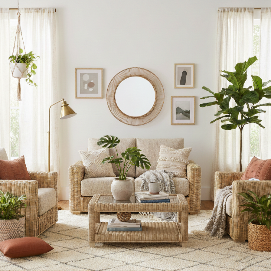 Burford 2 Seater 3pc Conservatory Sofa Suite- Modern Rattan