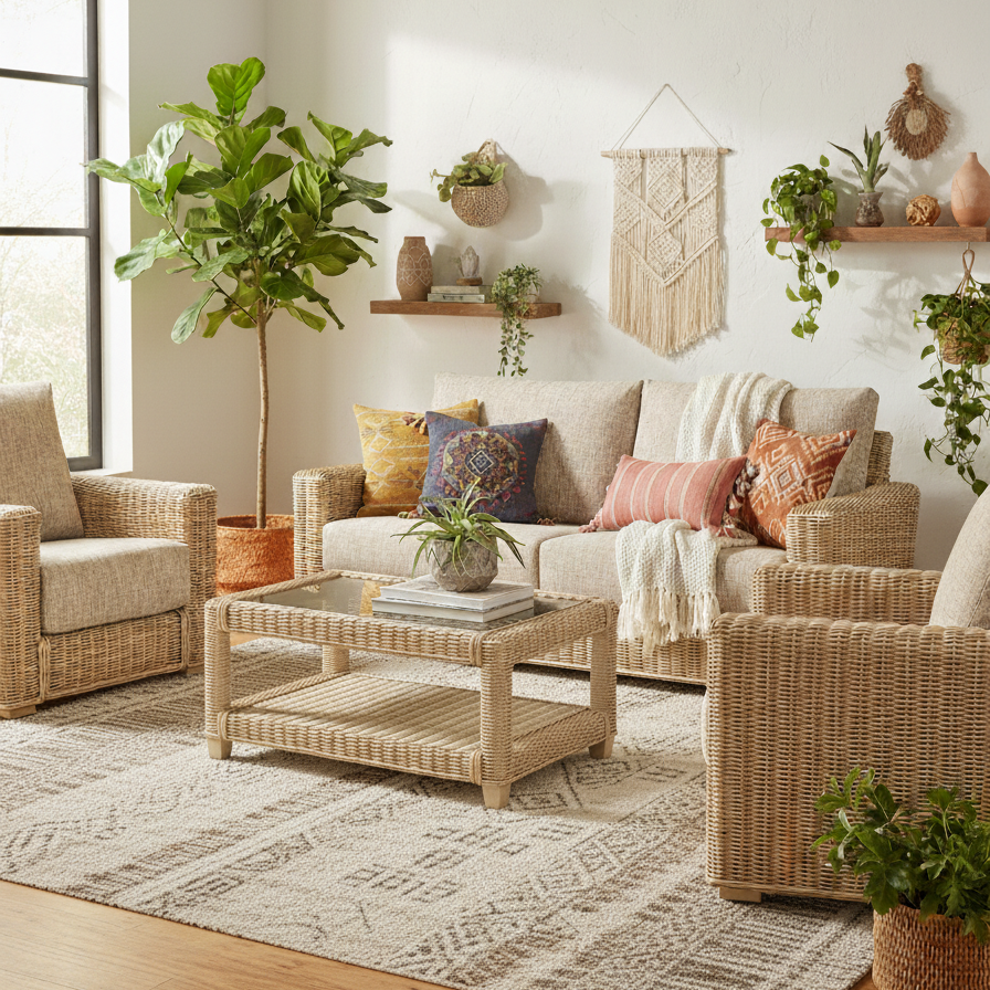 Burford 3 Seater Conservatory 3pc Sofa Set - Modern Rattan