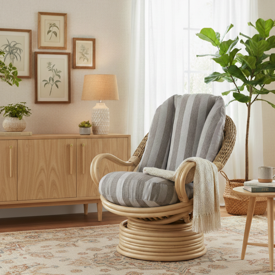 Samford Natural Wash Deluxe Swivel Rocker