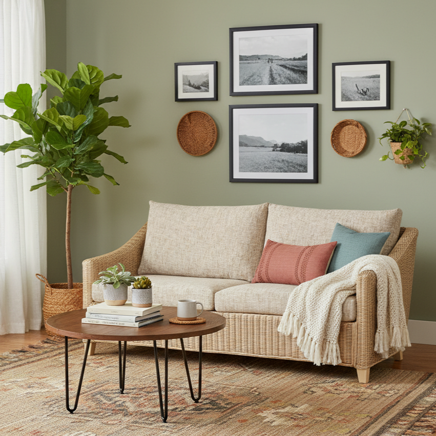 Dijon Natural Wash Cane 3 Seater Sofa