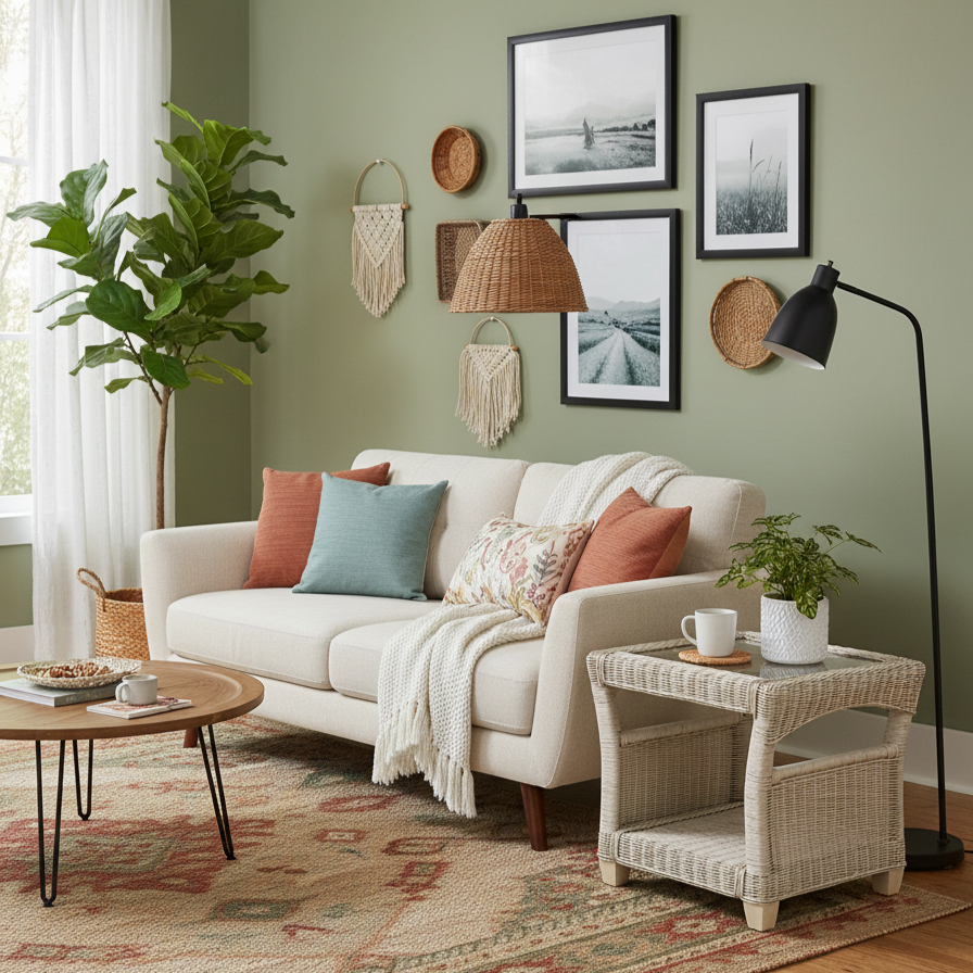 Dijon Cane & Glass Lamp Table