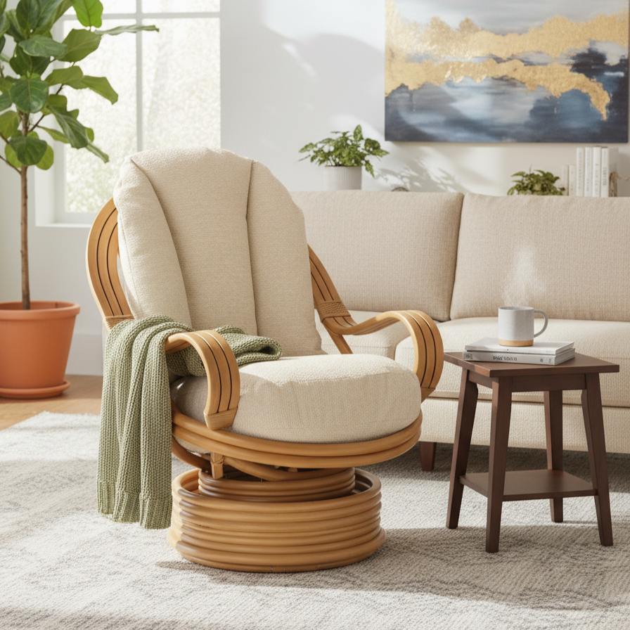 Aspen Light Oak Laminated Swivel Rocker