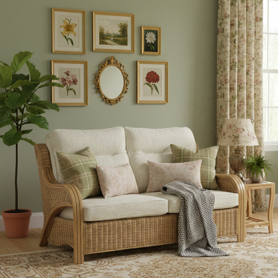 Opera Light Oak Cane 3 Seater Sofa