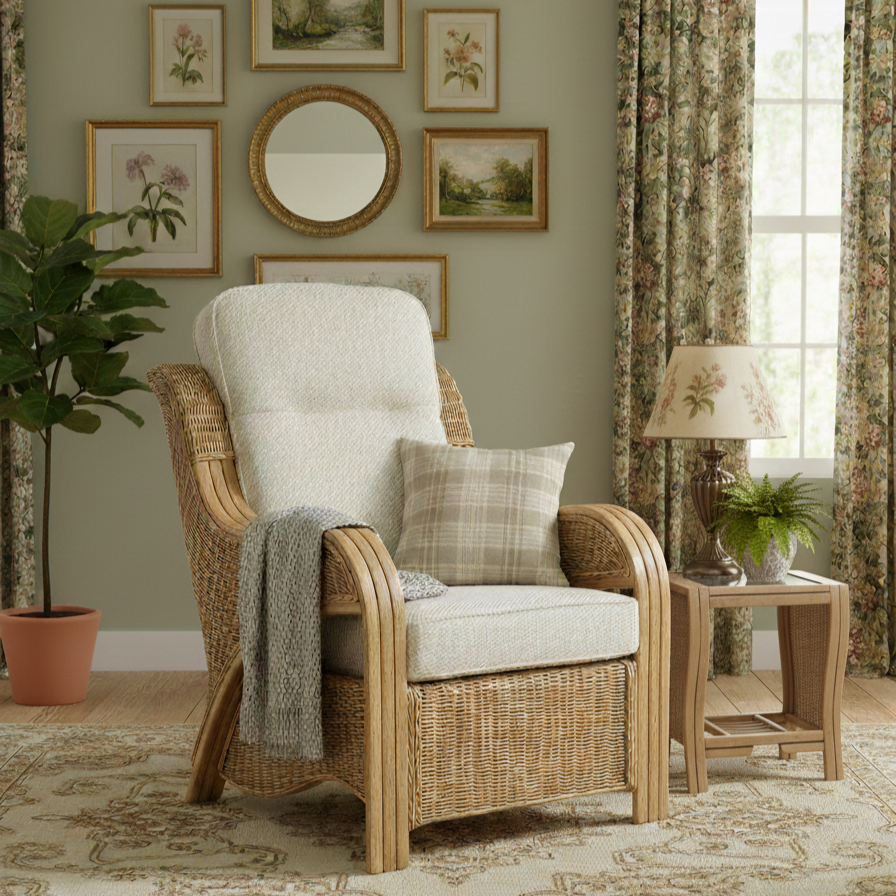 Opera Light Oak Cane Armchair