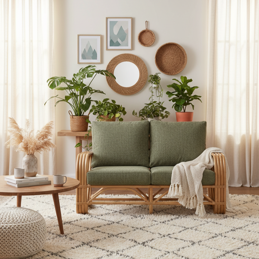 Pretzel Natural 2 Seater Rattan Sofa - Desser Furniture