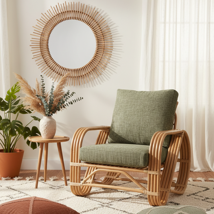 Desser Handcrafted Cane Pretzel Chair - Sustainable Comfort