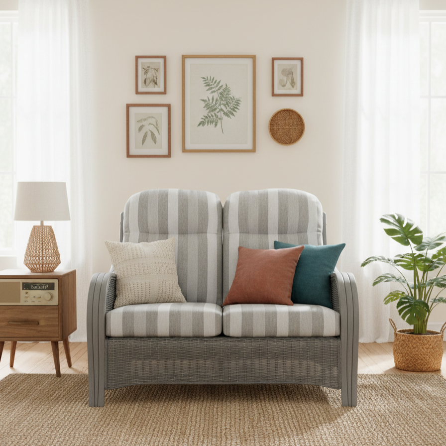 Turin Grey 2 Seater Sofa | Conservatory Rattan Sofa