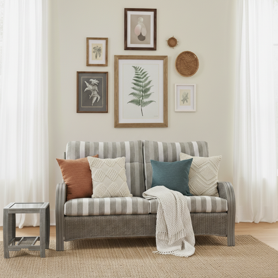 Desser Grey Rattan 3-Seater Sofa - Turin