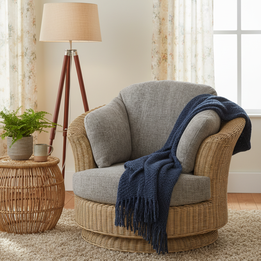 Arlington Natural Wash Lyon Rattan Swivel Chair