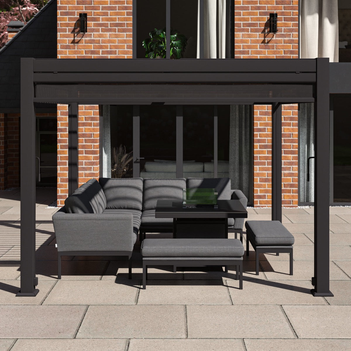 pergola grey aluminium 3m x 3m with sides