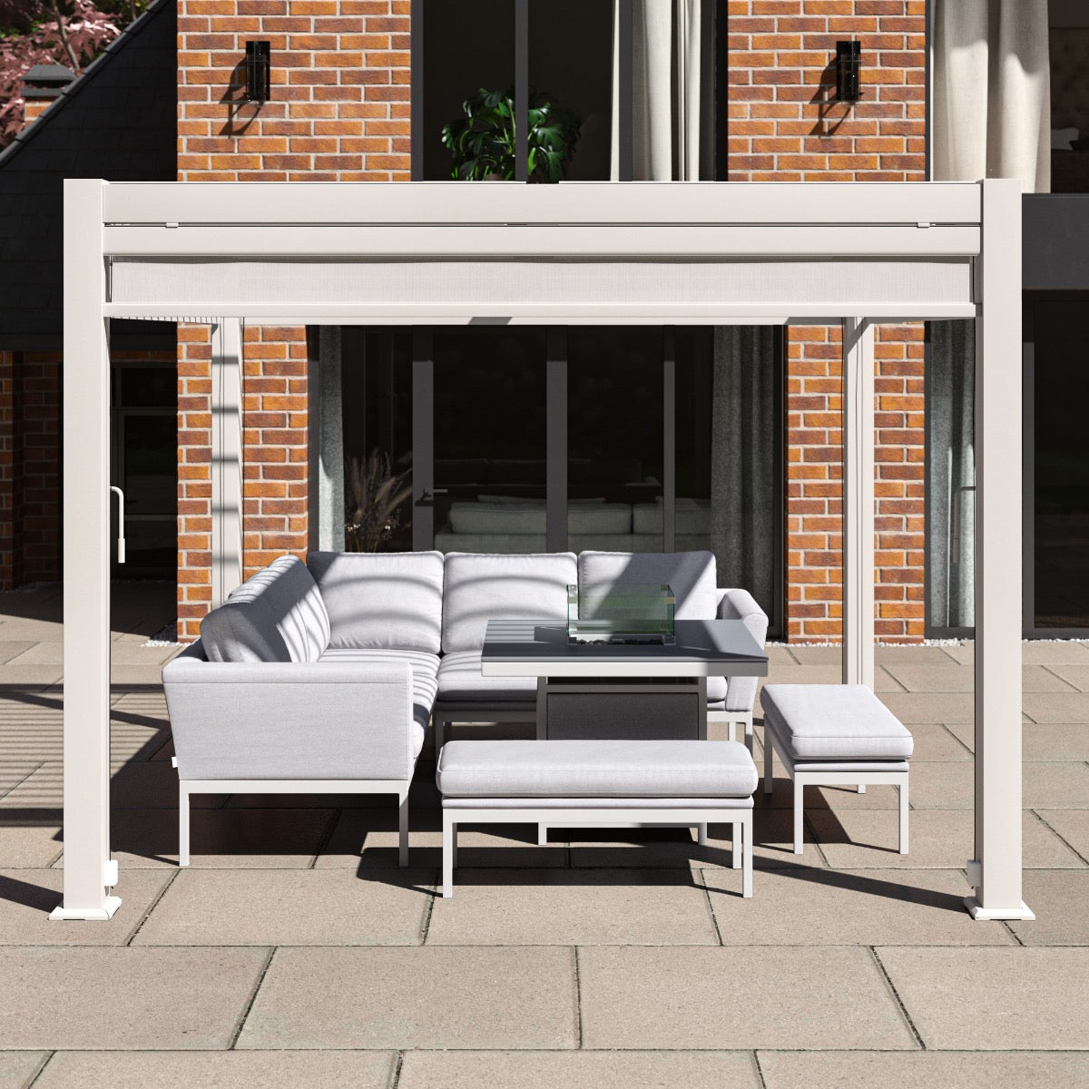 pergola white aluminium 3m x 3m with sides