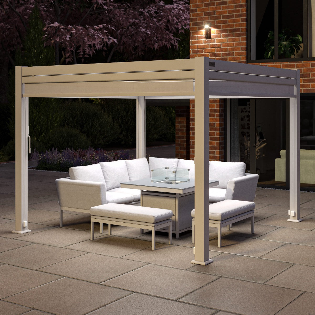 pergola white aluminium 3m x 3m with sides