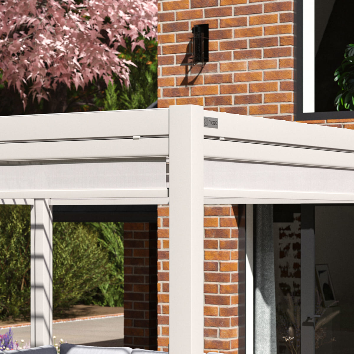 pergola white aluminium 3m x 3m with sides