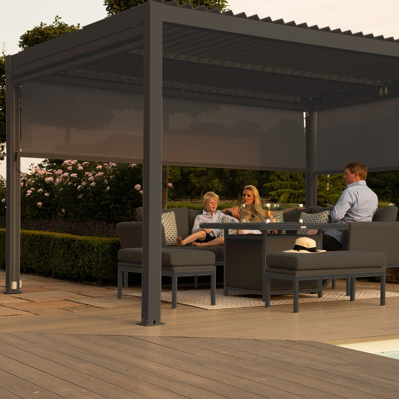 pergola grey aluminium 4m x 4m with sides