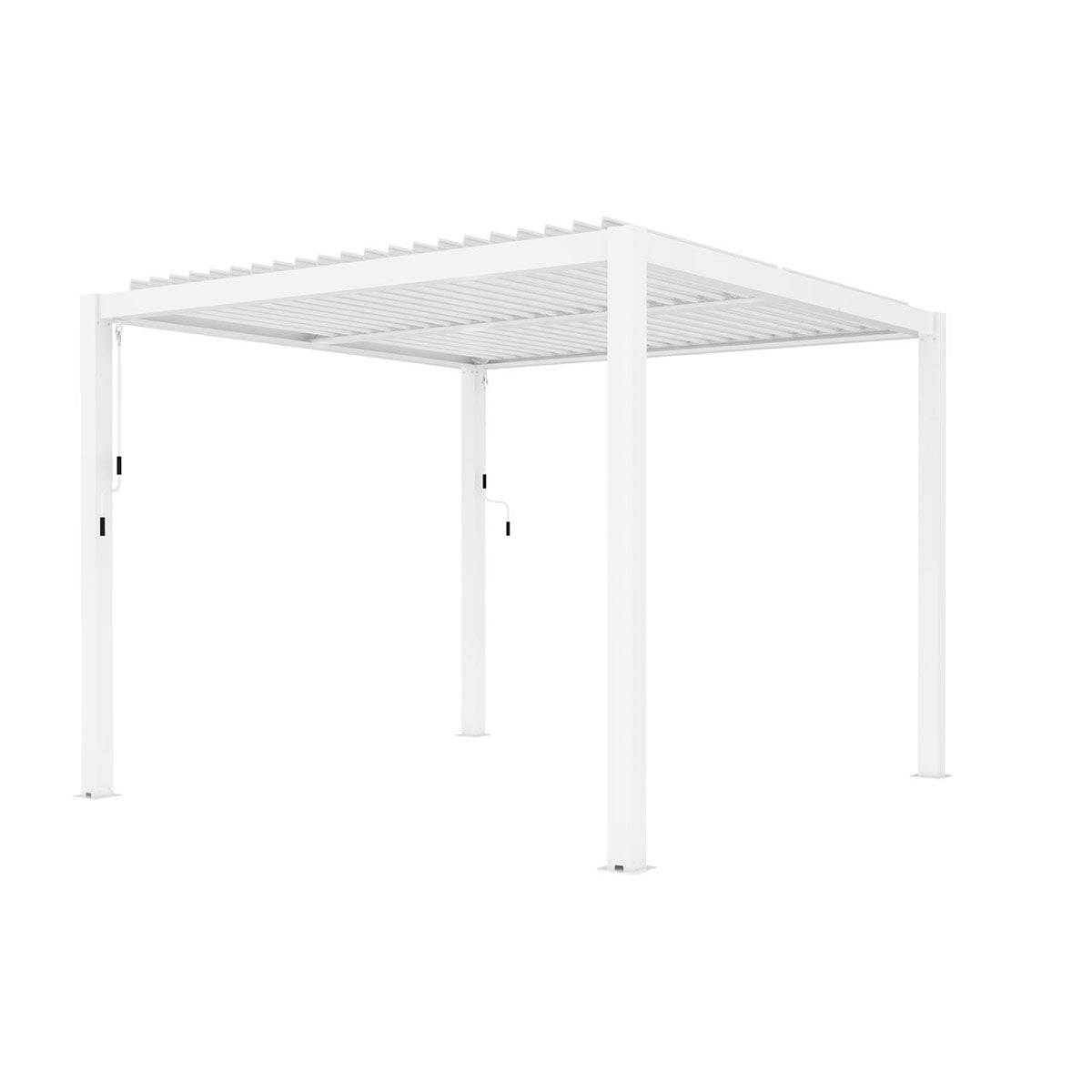 pergola white aluminium 4m x 4m with sides & led lights