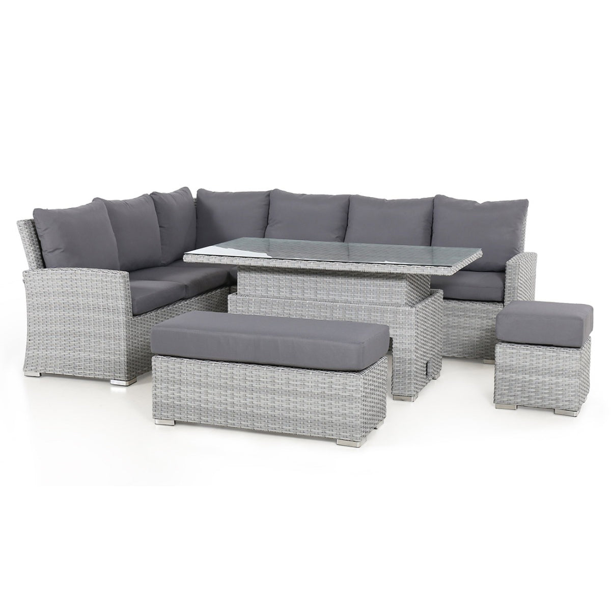 cartmel outdoor rattan corner sofa set with adjustable table