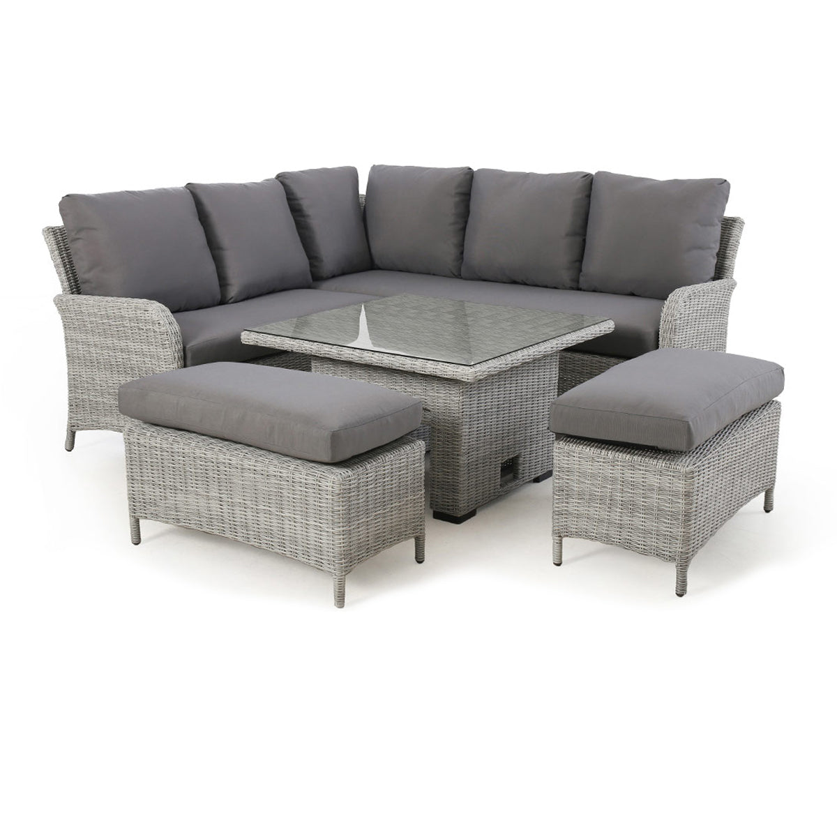 cartmel outdoor rattan corner sofa set with rectangular adjustable table